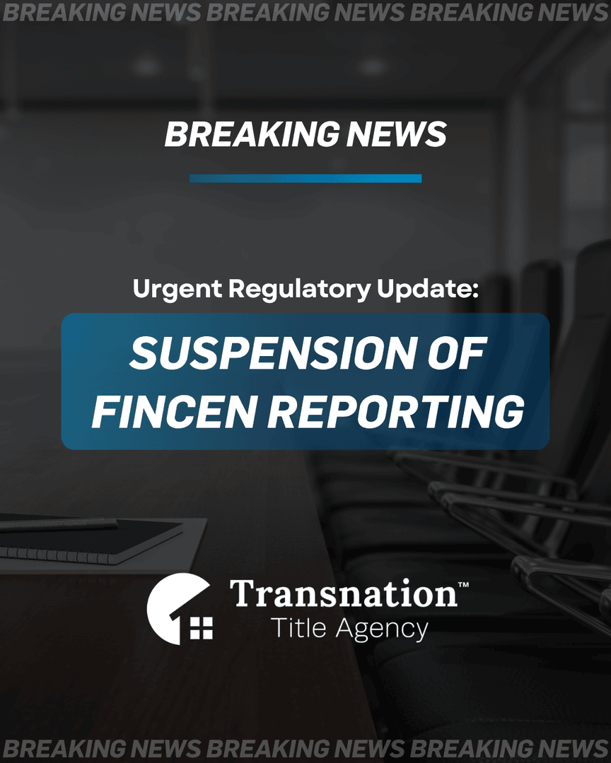 TransnationT's tweet photo. Regulatory Update: FinCEN Reporting Paused ⚖️

Following a recent federal court order, Transnation Title is immediately suspending the collection of information and reporting for all FinCEN residential real estate files.

Find more information here: https://t.co/IxbrIlFfQo https://t.co/ObKvVfusHV