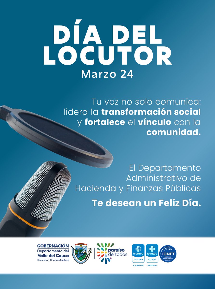 MiHaciendaValle's tweet photo. Hoy reconocemos a quienes tienen la responsabilidad de informar con verdad, ética y compromiso. 🎙️

Feliz día del locutor a quienes hacen de la palabra un acto de responsabilidad y servicio. 💫

#TrabajamosYCumplimos
#ParaísoDeTodo https://t.co/r5WzoGbofr