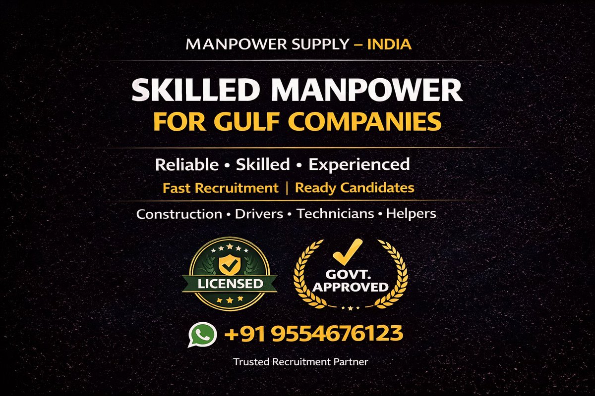 Maktabsheeba's tweet photo. Gulf Employers!
Stop struggling with unreliable workers.
We provide 100% verified &amp; experienced Indian manpower for Saudi Arabia, UAE, Qatar &amp; Oman.
👷 Drivers | Electricians |❄️ AC Technicians
https://t.co/0hktdq9sZU
#الله_لا_يبلانا_هالحركات #اعلانك_ᅠᅠترند_θ5З2221З48 https://t.co/689H94cmXK