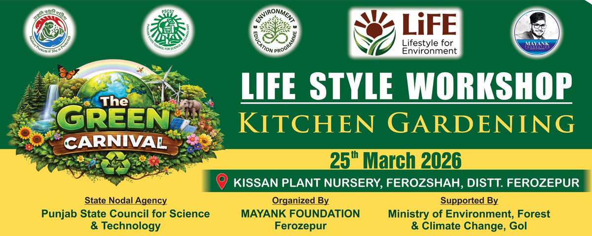 MayankFoundtion's tweet photo. 🌿 “The Green Carnival” के अंतर्गत Mayank Foundation द्वारा 25 मार्च को Kisan Plant Nursery में किचन गार्डनिंग वर्कशॉप का आयोजन—घर-घर हरियाली और स्वस्थ जीवनशैली की ओर एक प्रेरणादायक पहल।
@moefcc
@PSCST_GoP
@PbGovtIndia
@PritpalPSCST
@KSBathPSCST
@susangeorgek
@thkurmandakini https://t.co/BmqXxSgceU