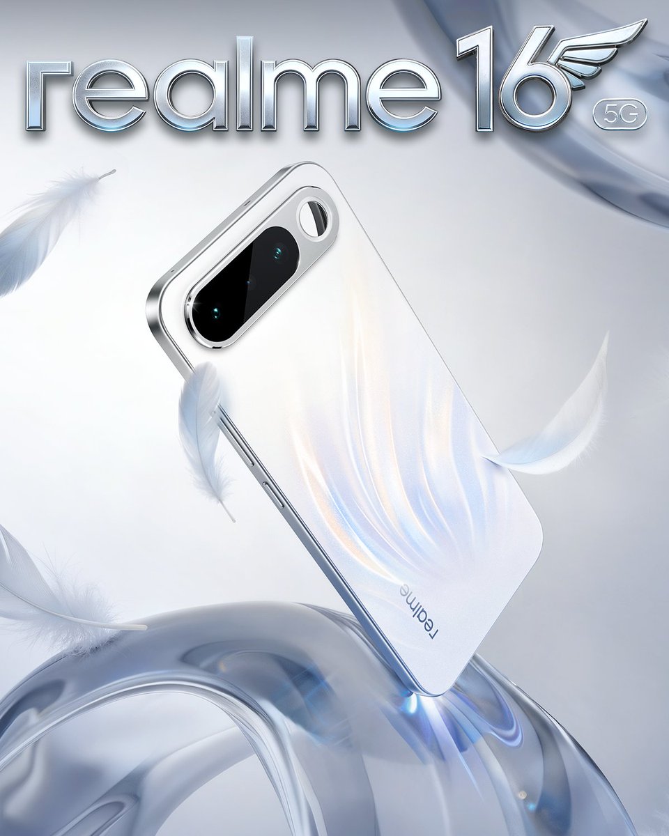 DivineS1319's tweet image. A design that feels light, built to go further.
Gleaming Wings that catches every glance. 
#realme16 5G launching soon

#SpreadYourWings