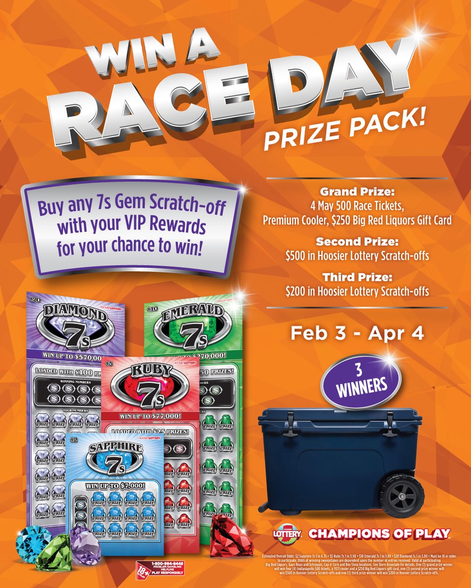 GaysLiquorStore's tweet image. 🏁 Race Day Rewards (Feb 3–Apr 4)

VIPs who purchase eligible Family 7s Scratch-offs earn entries to win (4) May 500 race tickets, a $250 gift card, or Scratch-off prizes. 21+. Terms apply. 🏁 

#HoosierLottery #Indy500 #VIP #Sweepstakes