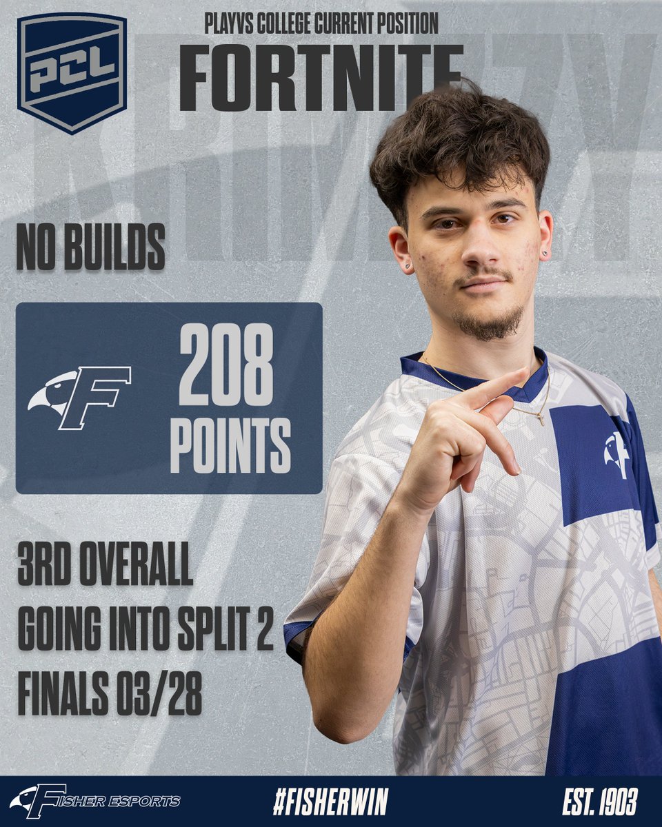 Fisher_Esports's tweet image. Heading into a competitive weekend here in @playvs_college  Fortnite! We're rolling in 3rd overall going into the Split 2 Finals!

Locked in and ready to drop!🚌

#FisherWin🎣