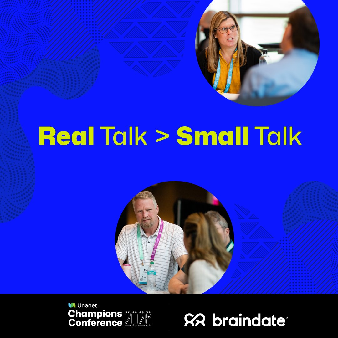 UnanetTech's tweet photo. The best conversations at Champions Conference 26 won’t just be on stage.

They’ll happen in a Braindate.

Post a topic. Book a 1:1. Join a small group.
No panels. No pitches. Just real peer conversations.

Join us in San Diego. https://t.co/WMRb8G5BMs

#Braindate https://t.co/BkCGJ9RI90
