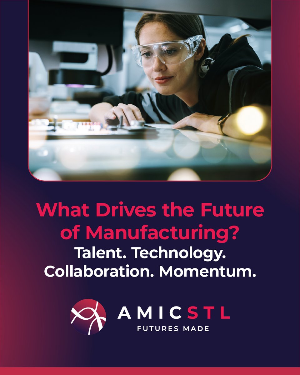 AMIC_STL's tweet photo. What drives the future of manufacturing?

At AMICSTL, we’re aligning education and training, R&amp;D, and industry so innovation isn’t just imagined here... it is built here.

What do you see as the biggest driver of manufacturing’s next era? Drop your perspective in the comments. https://t.co/tkUtYE87Y8