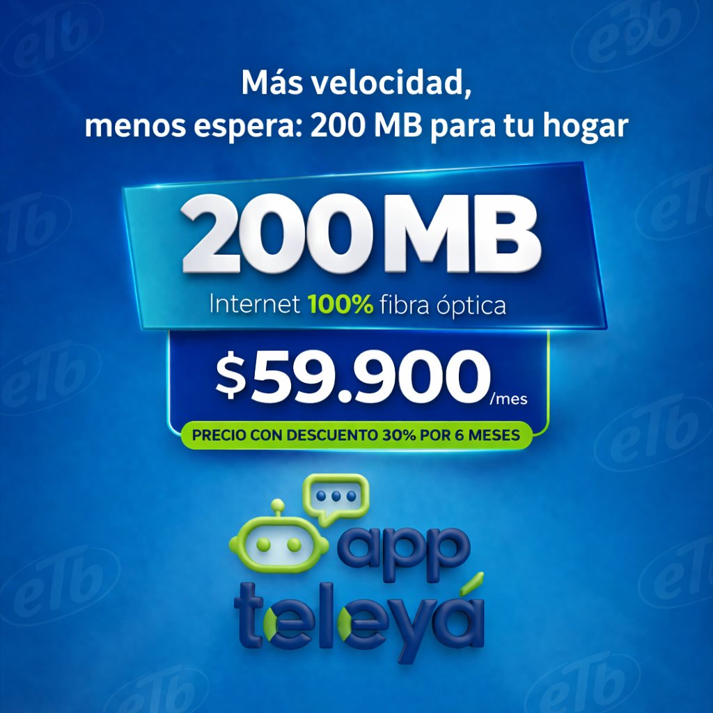 Teleya_Oficial's tweet photo. Más velocidad, menos espera en tu hogar

Disfruta 200 MB de internet 100% fibra óptica por solo $59.900/mes 🔥

💥 30% de descuento por 6 meses
⚡ Navega, trabaja y disfruta sin interrupciones
📲 Actívalo fácil desde nuestra app

#InternetHogar #FibraÓptica #Ofertas #Colombia https://t.co/SRyutzquWF