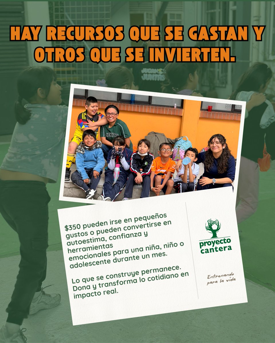 ProyectoCantera's tweet photo. Tu apoyo permite que más niñas, niños y adolescentes sigan encontrando espacios para conocerse, expresarse y crecer. Dona y acompaña este proceso. 💛

#ApoyoSocial #acompañar #donacion https://t.co/cH8S4vFtF6