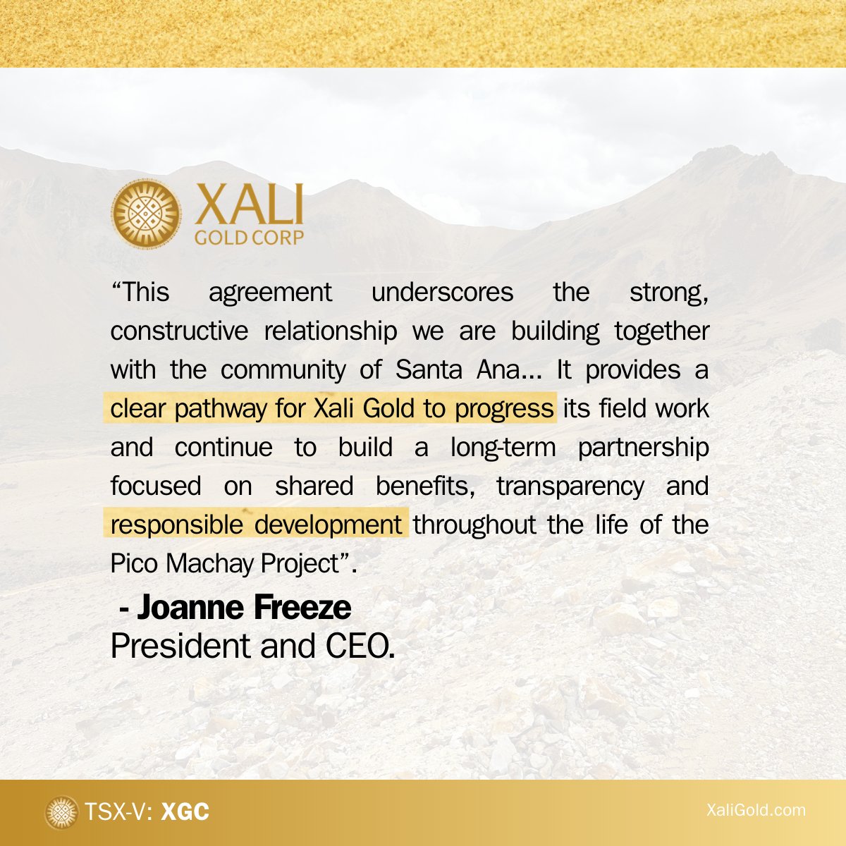 Xali Gold Corp (TSXV: $XGC.V, OTCQB: $CGDXF) tweet media