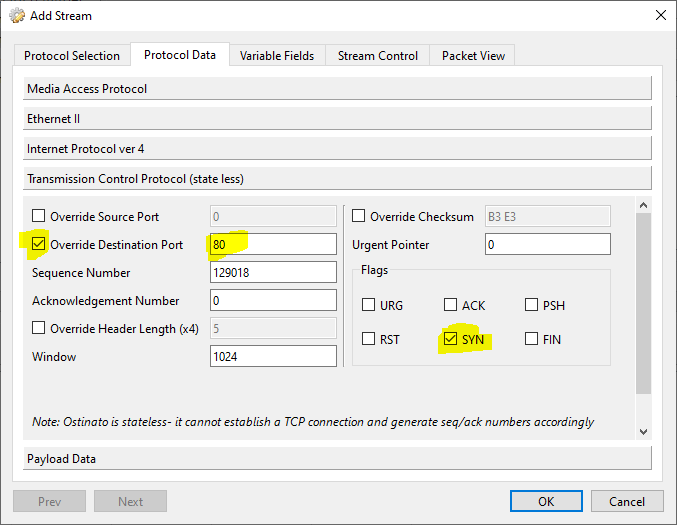 Although Ostinato is primarily a network functionality and performance testing tool, it can also be used for cyber-security e.g. to check your defenses against a TCP-syn attack.