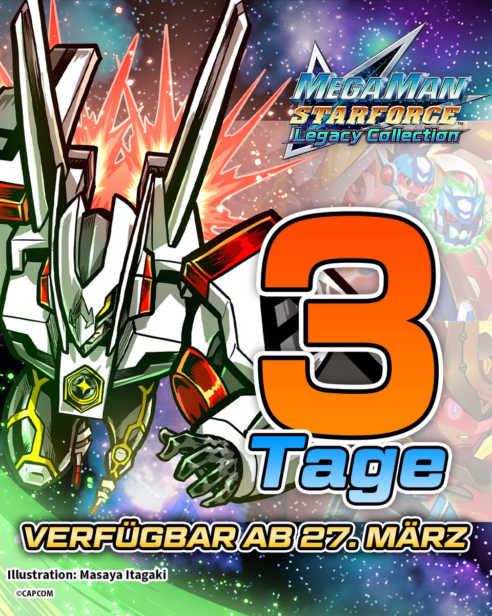 CAPCOM_Germany's tweet photo. 🔵 Noch 3 Tage!
Mega Man ist bereit, ins Netzwerk einzutauchen – bist du es auch? ⚡

Die Mega Man Star Force Legacy Collection erscheint noch diese Woche für Xbox One, Xbox Series, PS4 und PS5 sowie Switch und PC!

#MegaMan #StarForce #CapcomGermany https://t.co/gfLGdWBXEd