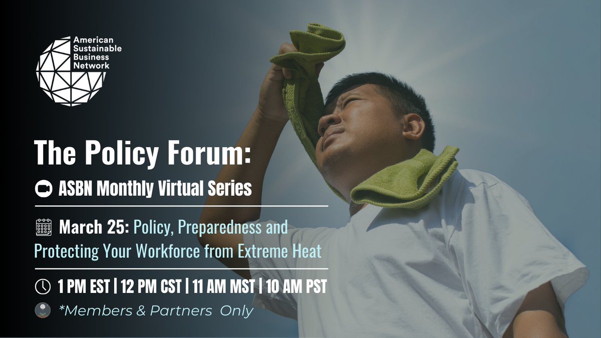theASBN's tweet image. TOMORROW Join #ASBN for #Policy, Preparedness and Protecting Your #Workforce from Extreme Heat 🗓️ March 25 @ 1 pm ET.

📬 ASBN Members, check your inbox for an invitation! Not a member yet? ➡️ asbnetwork.org/member-benefit…
