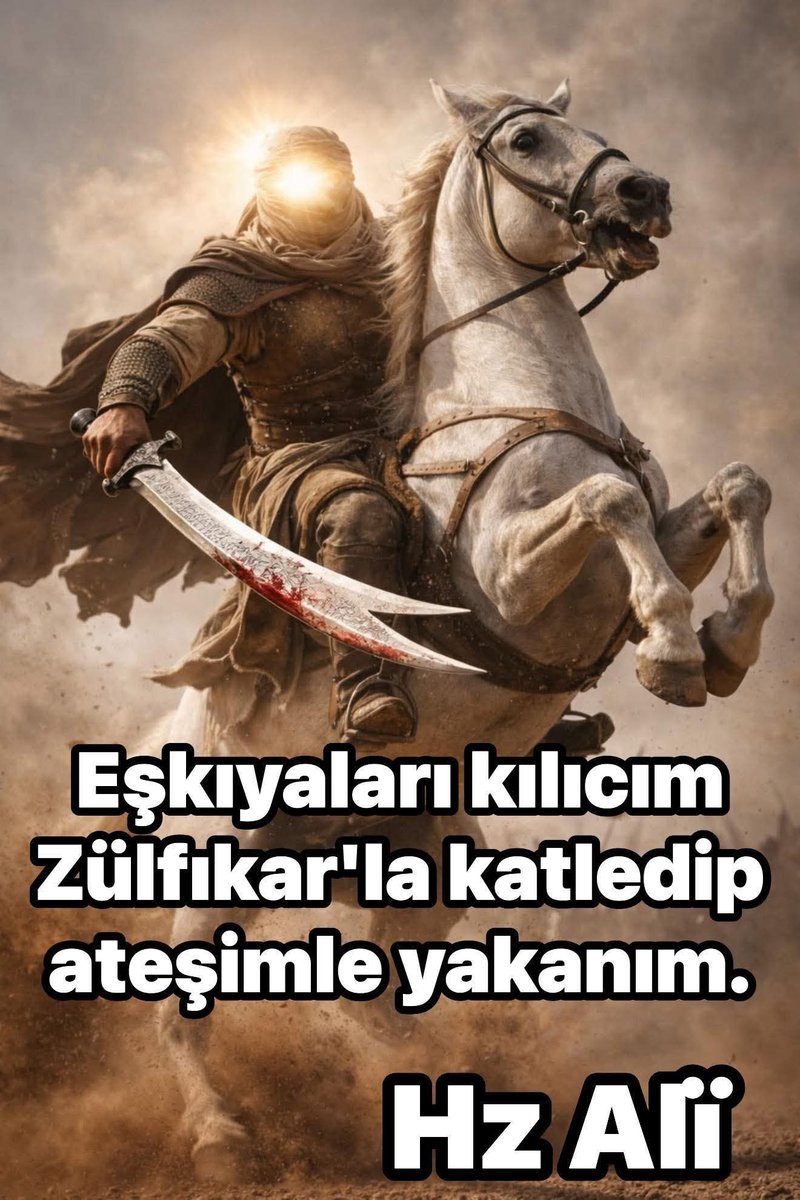 Eşkıyaları kılıcım 
Zülfıkar'la katledip
ateşimle yakanım..."

[.Hz Ali.r.a.]