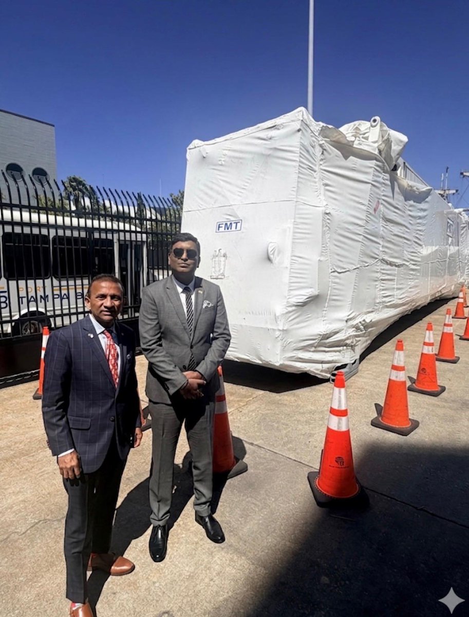 CGI_Atlanta's tweet photo. Consul General interacted with Patrick Blair, Vice President of Engineering; Ram Kancharla, Vice President – Planning & Development, Port Tampa Bay along with Anitha Kancharla, President, Indo-US Chamber of Commerce, gaining deeper insights into port operations.

CG also toured the port. CG was pleased to learn about the role of Indian manufacturing in supporting cruise infrastructure—highlighting the expanding India–U.S. bilateral trade. The port mobile telescopic bridges, manufactured by Pune-based Sparkline for FMT, is being installed at the cruise terminal.