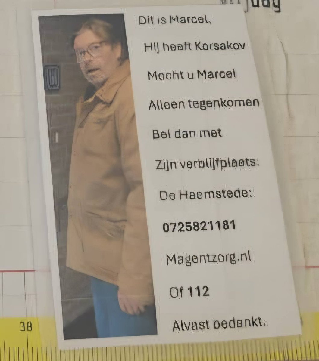 Wie o wie heeft onze oom gezien. Hij heet Marcel en heeft Korsakov.  We maken ons erge zorgen om waar hij is.  Heeft iemand hem gezien of weet waar hij momenteel is neem dan alsjeblieft contact op met 112 of met Haemstade.