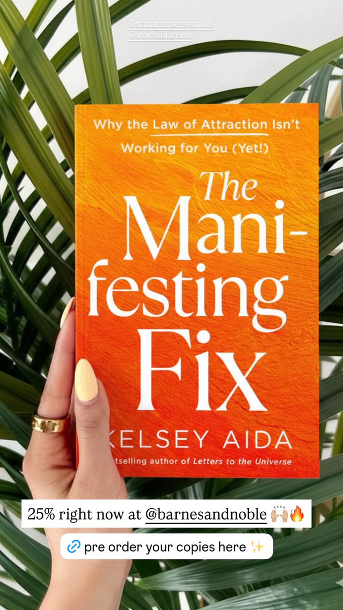 kelseyaida's tweet photo. If you’ve been feeling stuck, blocked, or simply ready for your next level in life, this book was written for you.🫶🏼

The Manifesting Fix is the down to earth, make it practical, guide to unblocking yourself so you can fully align with your goals (and finally manifest the goods)!

And right now it’s 25% off when you pre order through @barnesandnoble 🎉

Happy manifesting!