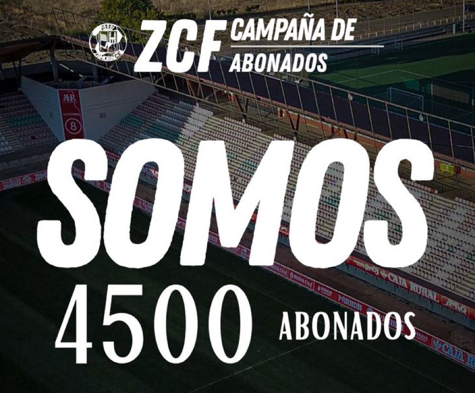 GradaBpro's tweet photo. El @ZCFoficial anuncia que ha llegado a los 4.500 abonados en Primera Federación. https://t.co/KqrFBuDy67
