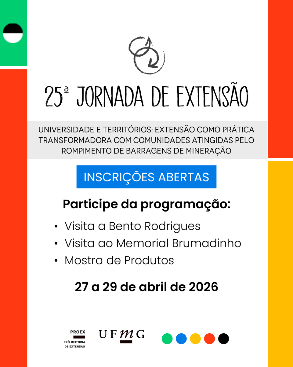 extensaoufmg's tweet photo. 🚨 Inscrições abertas para a 25ª Jornada de Extensão!

🔗 Acesse a chamada do evento e se inscreva:
https://t.co/sjbFjEj5kV

#ExtensaoUFMG https://t.co/ElnZlHtQil