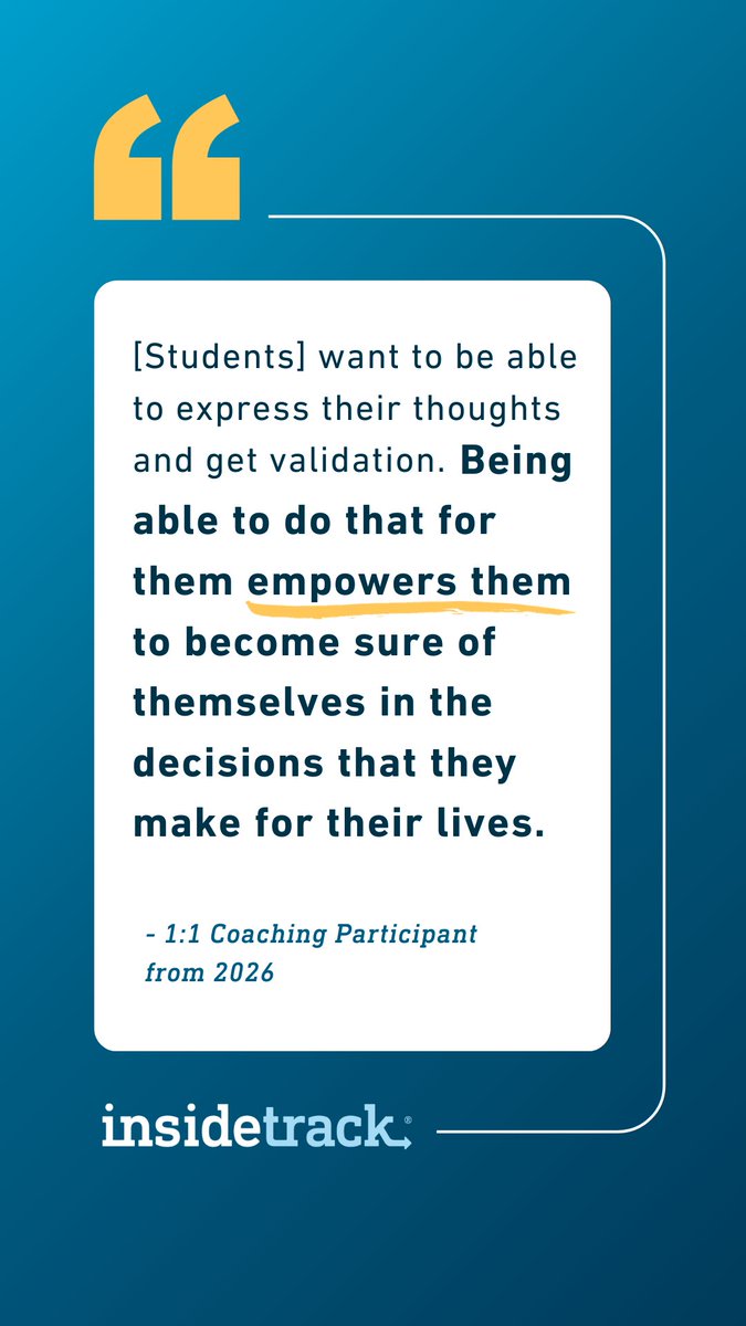 InsideTrack's tweet image. Discover how the power of silence can transform coaching—helping students build confidence and trust in their own abilities. Explore our Coaching Development &amp;amp; Training Solutions for student support teams: bit.ly/4lVgpo8 

#Coaching #HigherEd #InsideTrack #StudentImpact