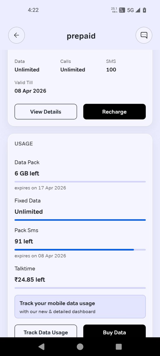 Ankitsarma_'s tweet photo. So, @airtelindia They made sure users bought the unlimited data plan, and now they’re making us suffer. As you can see in the screenshot from 11:24 PM, it shows that I can’t use data or that I’ve run out of data, even though I still have 6GB left. https://t.co/m7UpysxUp4
