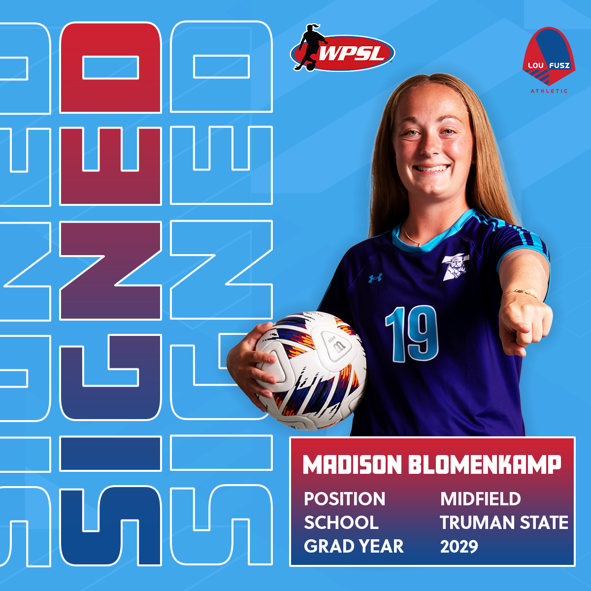 loufusz_wpsl's tweet photo. Welcome, Madison Blomenkamp!

The Truman State University midfielder joins Lou Fusz Athletic for the 2026 WPSL season! https://t.co/ESasddQjkJ