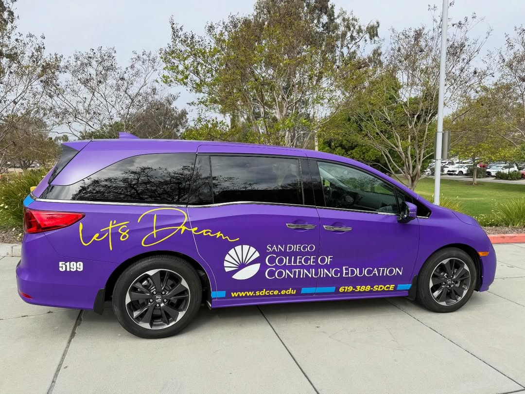 SDCCEEDU's tweet image. SDCCE is on the move in style! 💜✨ Our Outreach Van is officially wrapped and ready to hit the road—connecting our community to education, career training, and new opportunities wherever we go. 

#SDCCE #SDCCEOutreach