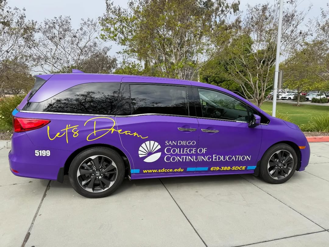 SDCCEEDU's tweet image. SDCCE is on the move in style! 💜✨ Our Outreach Van is officially wrapped and ready to hit the road—connecting our community to education, career training, and new opportunities wherever we go. 

#SDCCE #SDCCEOutreach