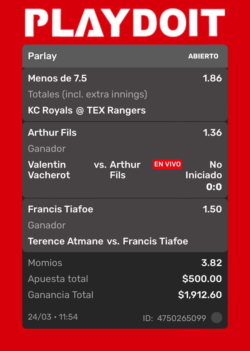 PARLAY 🔒

DERECHAZO 
UNDER 7.5 ⚾️