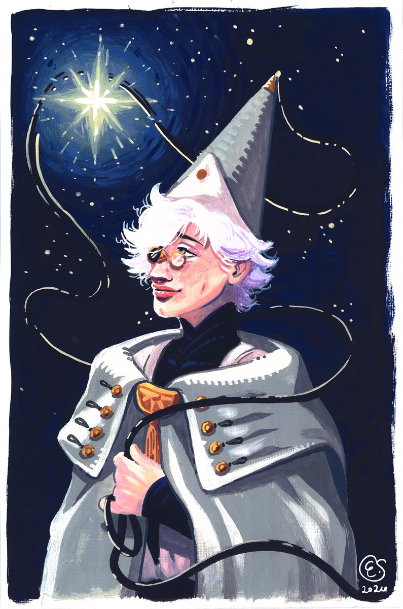 Qifrey and his star 🌟

Painted with gouache! Haven't touched this medium in years sooo....hmm 

#witchhatatelier #Δ帽子 #qifrey