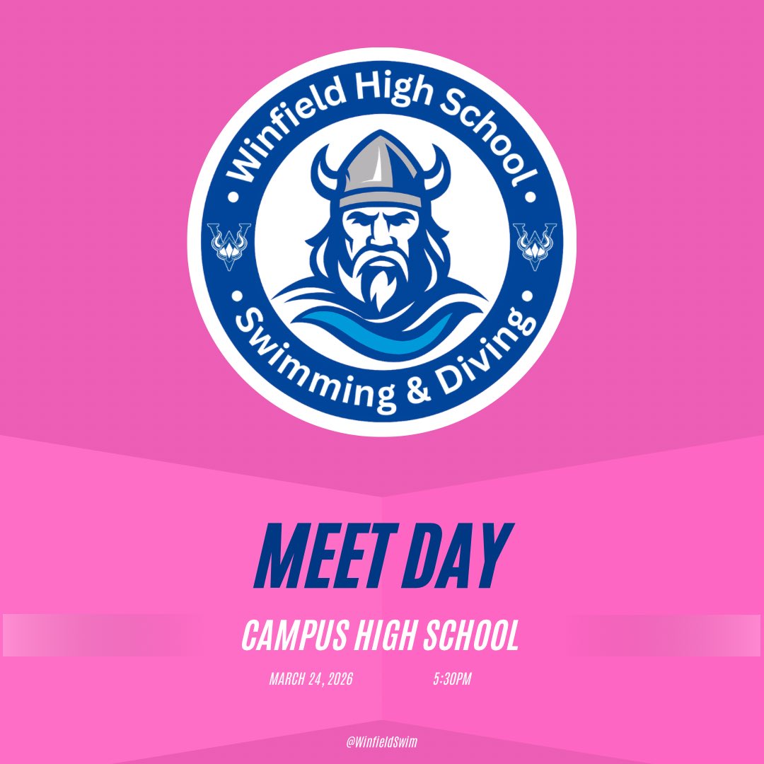 WinfieldSwim's tweet photo. It is meet day!! 🏊🏻‍♀️

The WHS Girls Swimming &amp; Diving team is traveling to Campus for our season opener! 

Let’s go, Vikings!!! 💪🏼 https://t.co/vi3pbYKDf5