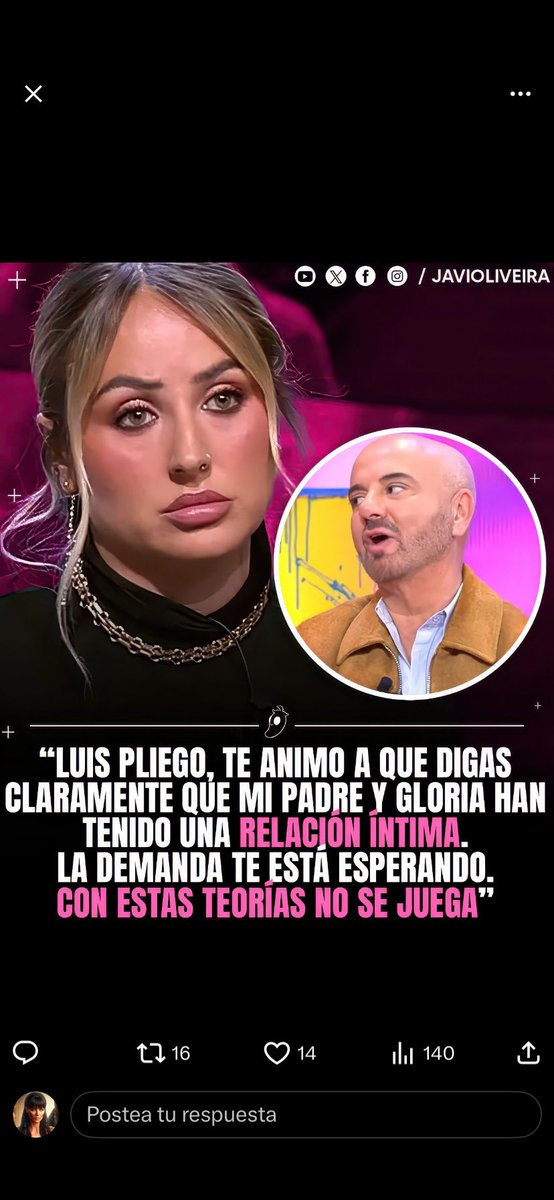 Hoy <a href="/luispliegog/">Luis Pliego</a> en el precio Justo ante una demanda recula.
Es un cínico,sabe perfectamente lo que insinuó y quiso dar a entender.
<a href="/luispliegog/">Luis Pliego</a> eres un difamador de manual,deberías ser despedido de inmediato.
cuando se verá en portada de LECTURAS la condena penal en firme de RC