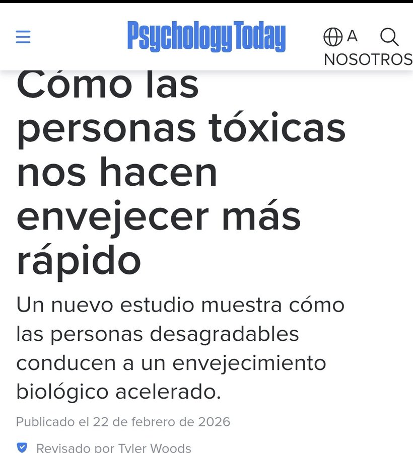 Nuevo estudio muestra cómo las personas desagradables o tóxicas en tu red social, además de causar mucho estrés con su comportamiento, conducen a un envejecimiento biológico acelerado en un 1,5%   El estrés deriva en impacto en salud psychologytoday.com/us/blog/the-as…