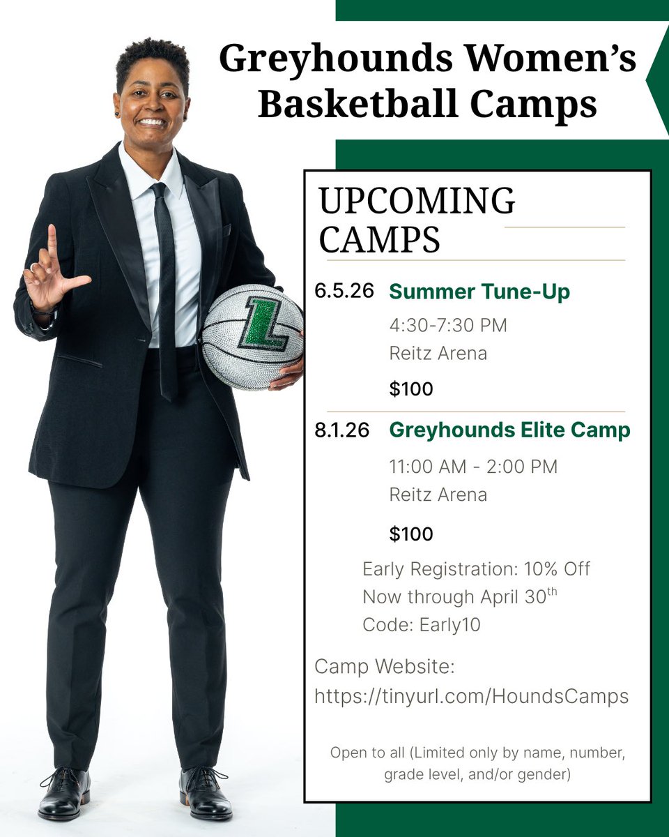 LoyolaWBB's tweet photo. Mark your calendars, Greyhounds Women’s Basketball Camps are back! Come grow your game with us this Summer! 🏀😎#GRT 

Registration: https://t.co/pfx6jBJnkx https://t.co/11cmmuZF72