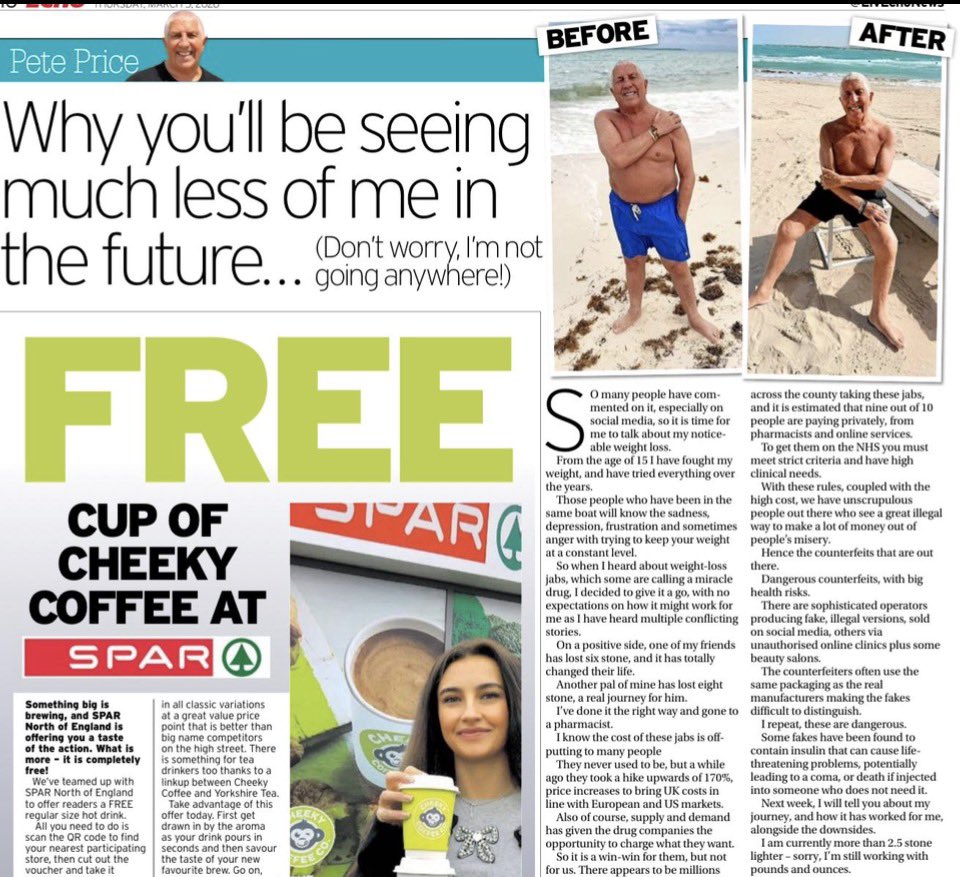 PeteCityPrice's tweet image. This week I open up about my weight loss journey and the impact of Mounjara . Listen for insights on health, lifestyle, and the reality of weight loss drugs! #WeightLoss #Mounjara  Listen in full on @ApplePodcasts @Spotify @Amazon #Alexa  or click here  podcasts.apple.com/gb/podcast/the…