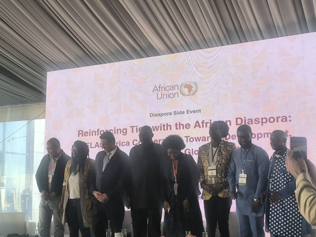 AUC_CIDO's tweet photo. On the margin of the  #CELACAfrica2026 in #Colombia, @auc_cido , in collaboration with @OpenSociety  convened a high-level Diaspora Side Event in Bogotá on 20 March 2026.under the theme “Strengthening Ties with the African Diaspora,”. https://t.co/a7DpiGEqbS