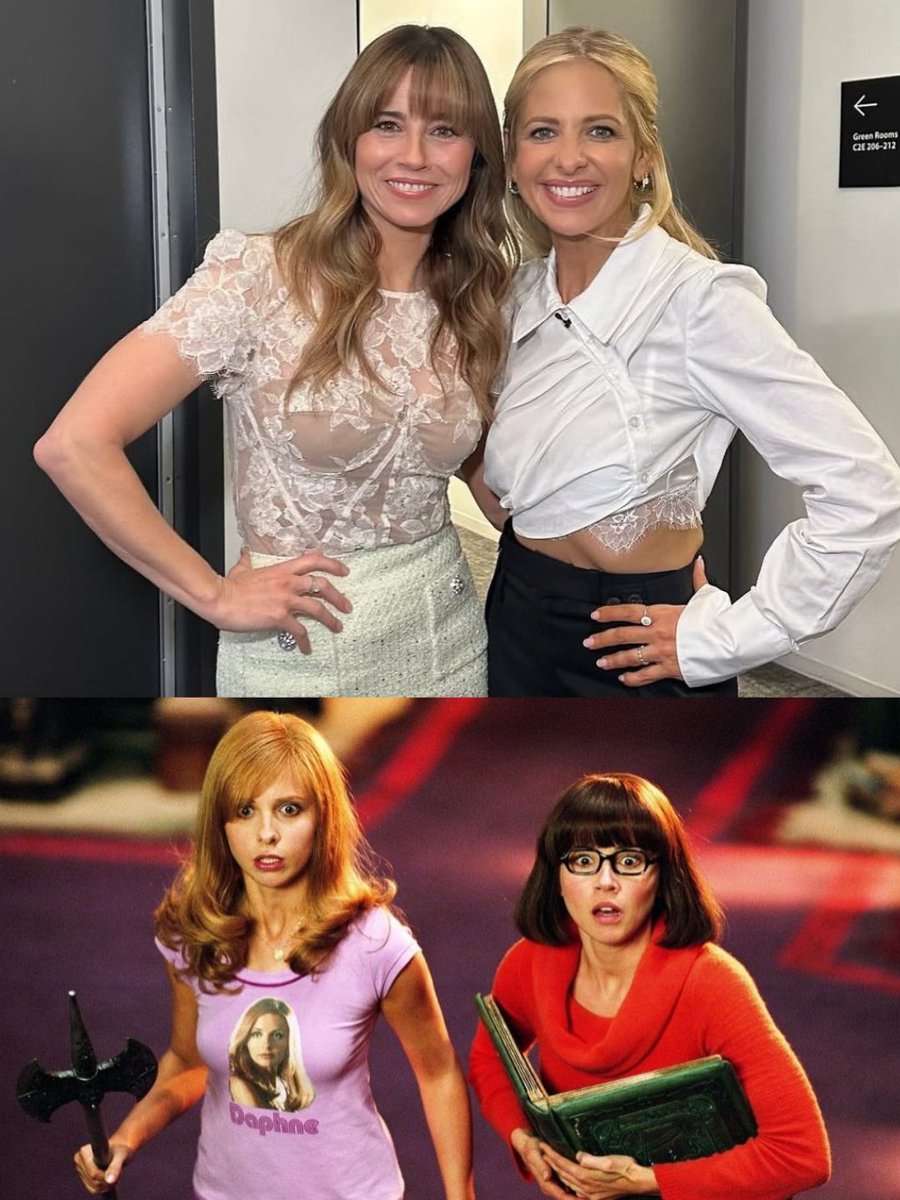 _danielencinas's tweet photo. ¡ENCUENTRO EMOTIVO!
A través de su cuenta de Instagram y compartido en sus historias la actriz #SarahMichelleGellar se reencuentra con la actriz #LindaCardellini ambas actrices originales participaron en las dos películas #LiveAction de #ScoobyDoo interpretando a #Daphne y Velma. https://t.co/7yEUC1NokA
