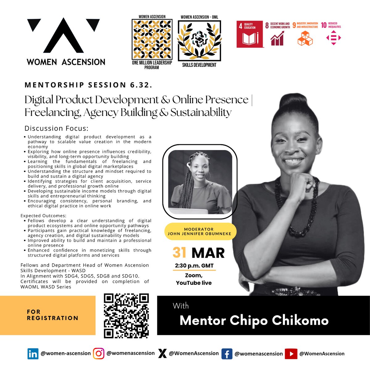 WomenAscension's tweet photo. #Women #Empower #InPower #Leadership #WomenAscensionLeadership2030
#DigitalProducts #Freelancing #AgencyBuilding #OnlinePresence #Sustainability
#SDG4 #SDG8 #SDG9 #SDG10 #SkillsDevelopment #WAOML #WomenAscension #Global https://t.co/tEuvsOvgVB