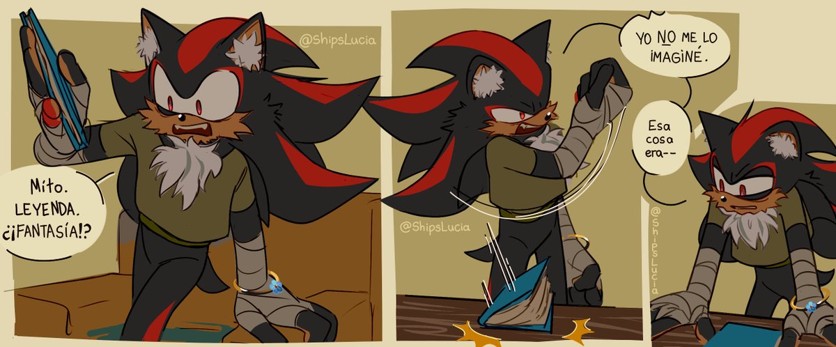 ShipsLucia's tweet photo. Idk If I'll get to make the whole idea of this AU out, but just to share smth ^^🩷 #Sonadow #Shadonic

[Shadow's dialogue]
Myth. Legend. FANTASY?!
I didn't imagine it. That thing was...real. https://t.co/D9ihoGhhS5