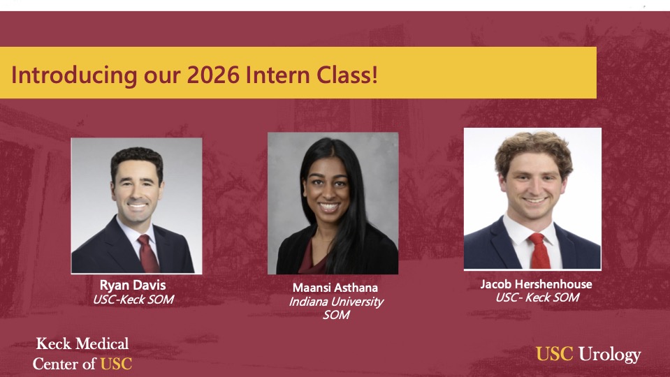 USC_Urology's tweet photo. Congratulations to our incoming urology interns for the Class of 2026. We look forward to your contributions and growth within our department!

Welcome, Dr. Ryan Davis, Dr. Maansi Asthana, and Dr. Jacob Hershenhouse. 👏

#UrologyMatch #Residency https://t.co/QhfpOHRCum