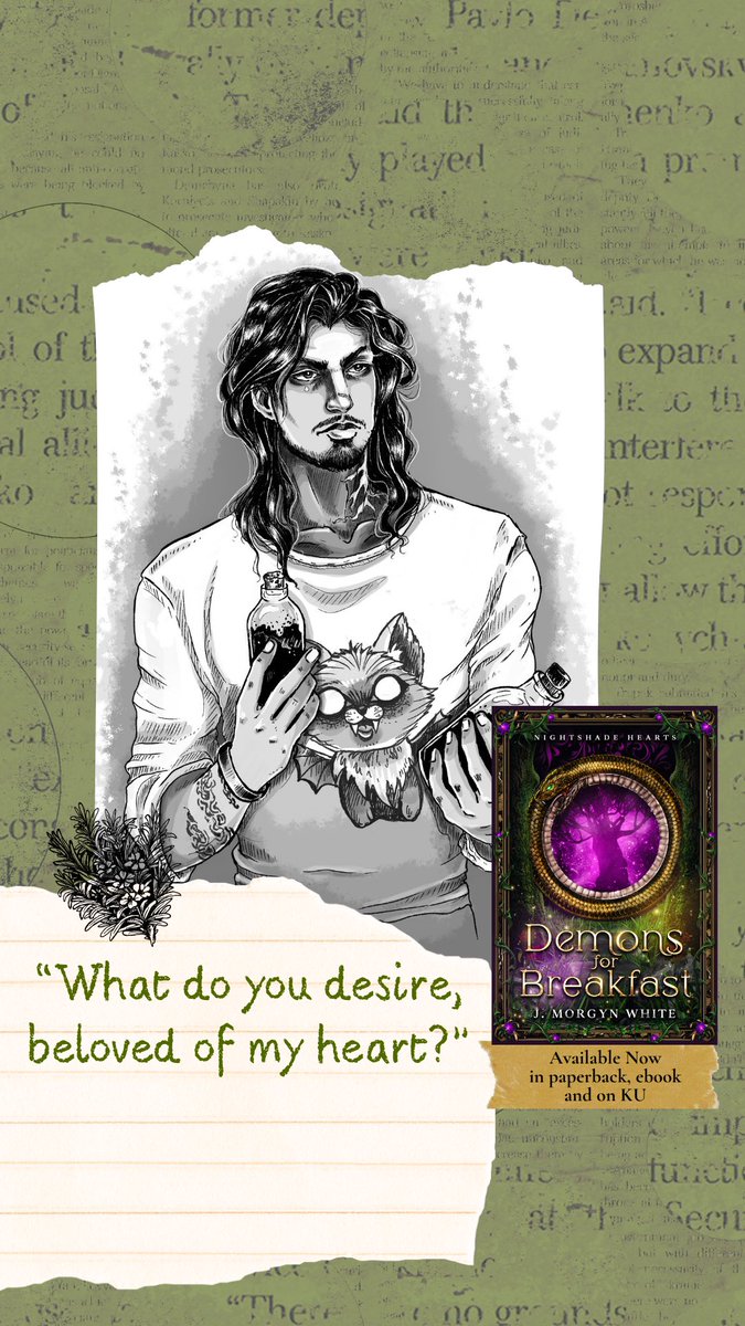 JMorgynWhite's tweet photo. She’s a snarky, green juice-guzzling hedge witch who accidentally freed him; he’s an ancient, pissed-off wizard who’s been trapped for centuries. Classic grumpy immortal meets unhinged mortal, but neither is emotionally stable. #demonsforbreakfast #urbanfantasyromance https://t.co/zVbRaQKxid