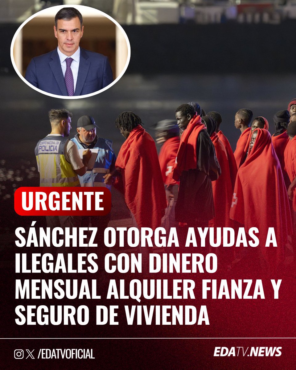 ‼️🇪🇸 | #INSOLITO Con Sánchez los Ilegales que salen del sistema de protección reciben 445 euros al mes para el alquiler de vivienda, dos meses de fianza y un seguro de alquiler.