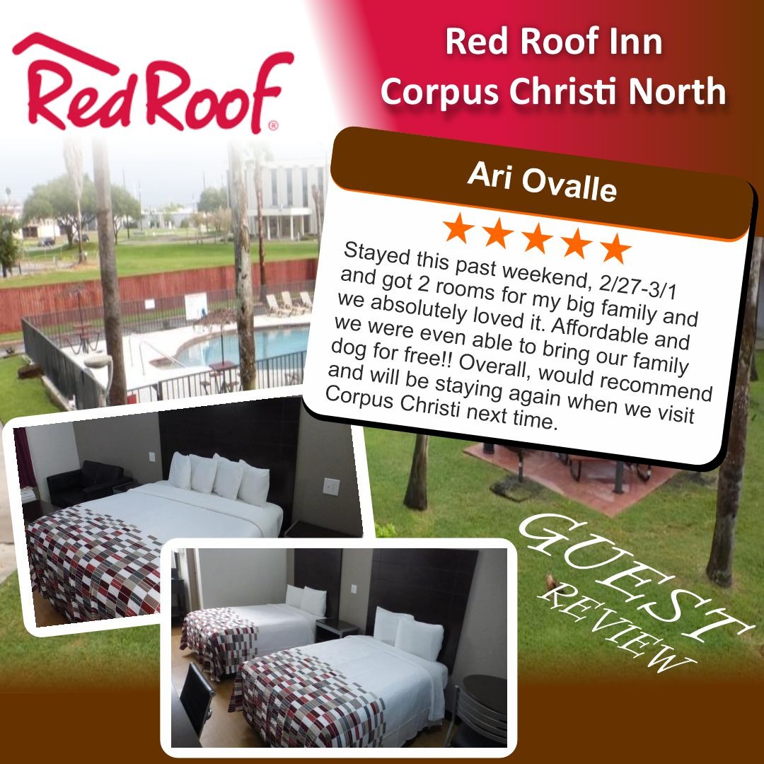 redrooftxhotel's tweet photo. Affordable, pet-friendly, and family-approved! 🐾 Red Roof Inn Corpus Christi North made our stay perfect. ⭐⭐⭐⭐⭐
#RedRoofInn #CorpusChristi #FamilyStay #PetFriendly #GuestReview #AffordableStay #TravelWithPets #ComfortableStay #HotelReview #TravelMemories https://t.co/28MPdrASx5