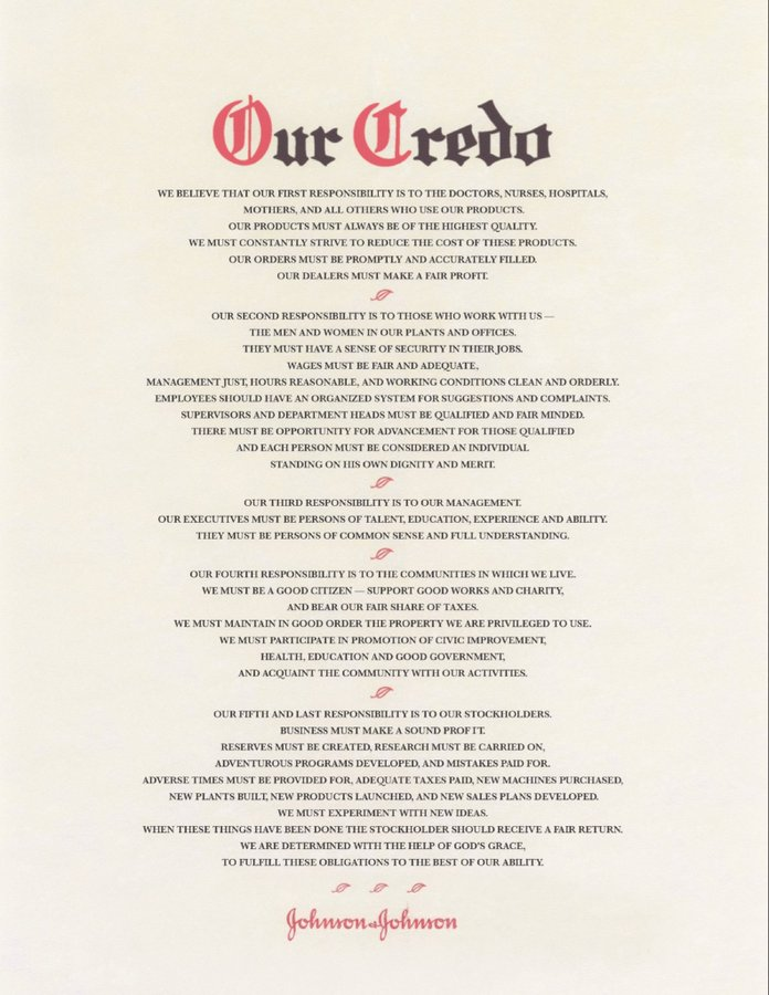 Work Credo Example Johnson Credo