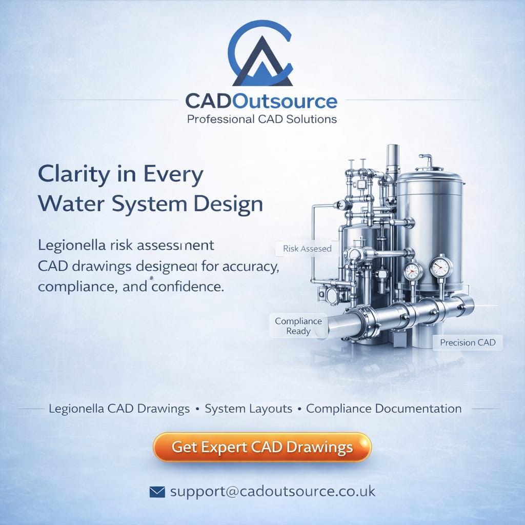 cadoutsourceltd's tweet image. Clear, accurate CAD drawings for water systems 💧
Expert Legionella risk assessment CAD, plant room layouts &amp;amp; compliance-ready designs—simple, reliable &amp;amp; audit-ready.

📧 support@cadoutsource.co.uk
🌐 cadoutsource.co.uk

#CADServices #LegionellaRiskAssessment #Compliance