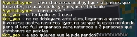 vegetta dándole el mensaje a Aldo que debe disculparse y dejar el fentanilo si quieren paz