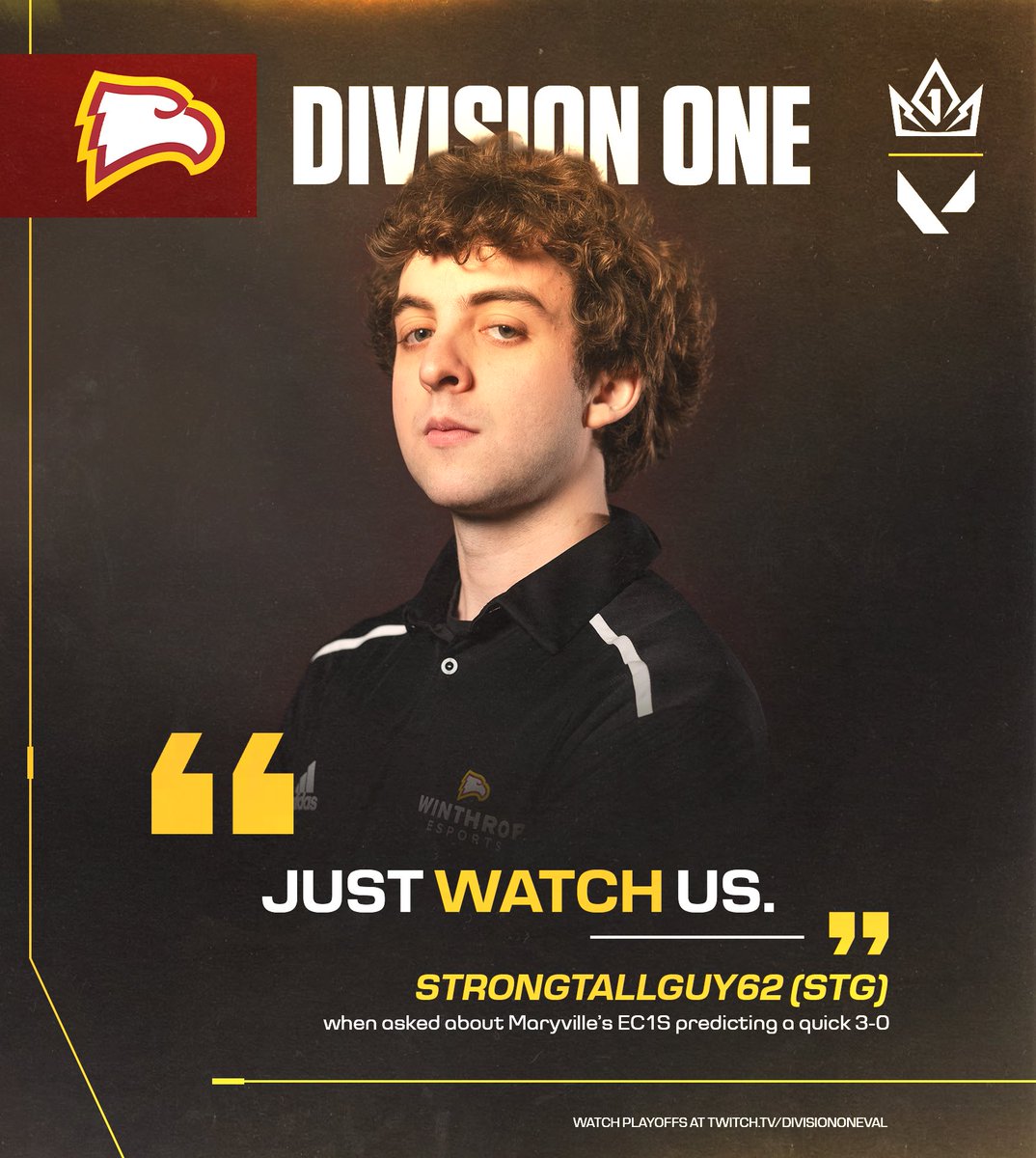 DivOneEsports's tweet photo. Grand Finals Ready! @strongtallguy62 has some things to say 😼

#DivOneVAL https://t.co/ac8wd9YM3F