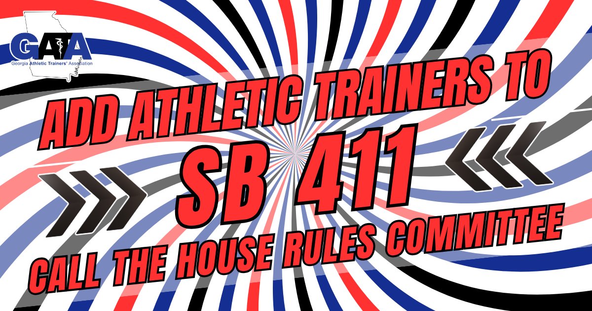 KEEP CALLING!!!
SB 411 passed out of the House Health Committee yesterday. ATHLETIC TRAINERS ARE STILL **NOT** LISTED IN THIS BILL.
Please call the members of the House Rules Committee to add ATs to the bill. house.ga.gov/Committees/en-…