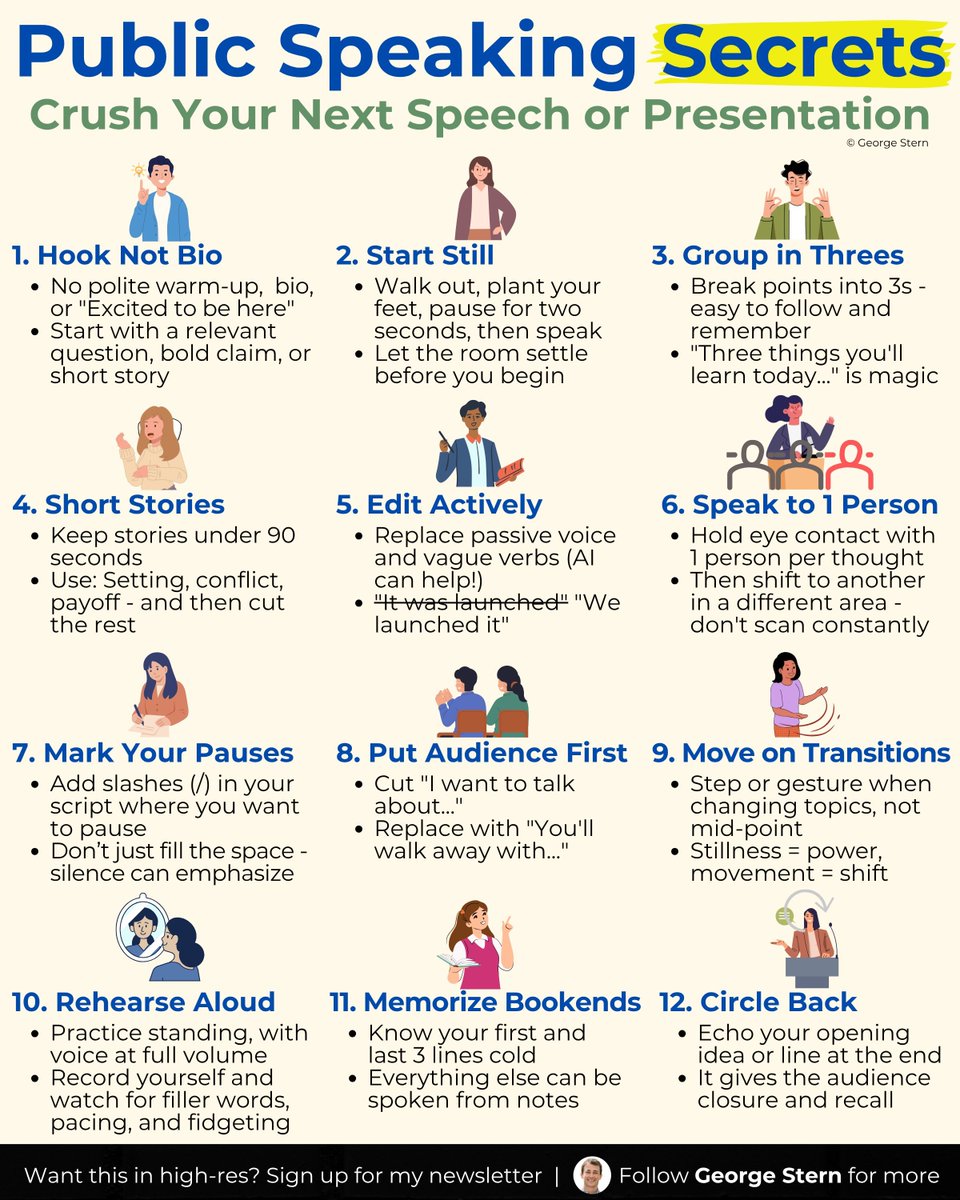 georgestern's tweet photo. 12 public speaking tips -

Own your next speech or presentation: https://t.co/Fp9C9RNf1i