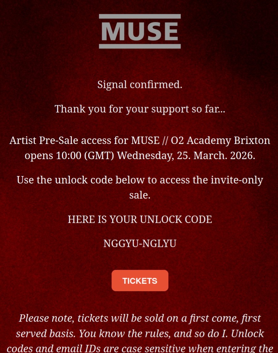 muse_iwantruth's tweet image. Check your emails! #Muse #O2AcademyBrixton