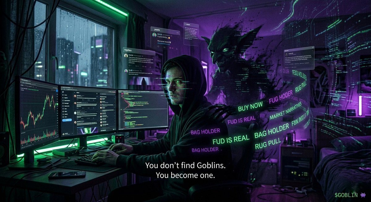 You don’t find Goblins.

You become one.

It starts small…
A post.
A reply.
A shift in how you see the market.

Then one day you realize 

You’re not following narratives anymore.
You’re inside them, and you start now.

t.me/+VqYSXsC_Va9jZ…

$GOBLIN 🧟