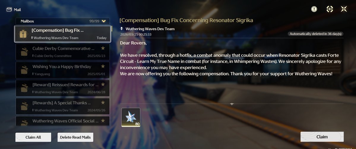 Free 80 Astrites For Bug Fix

#WutheringWaves